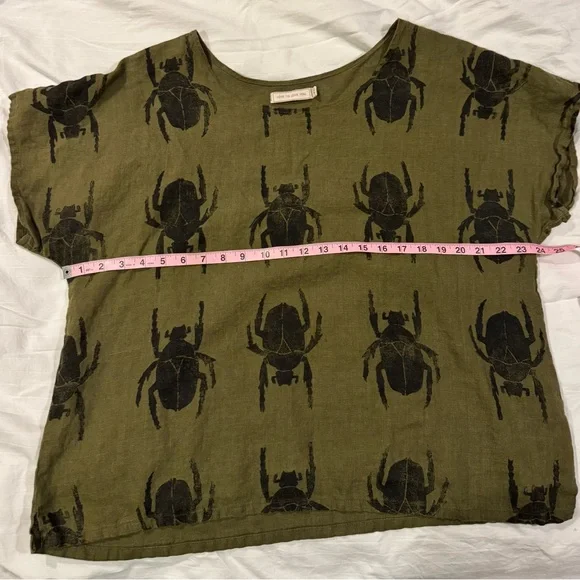 Olive Green Beetle Print Top - Picture 3 of 4